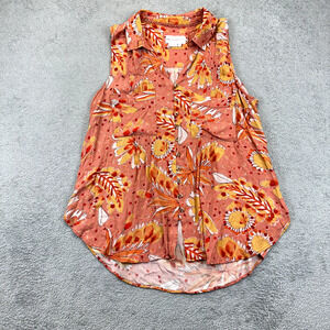 Floral Sleeveless Blouse - Orange
